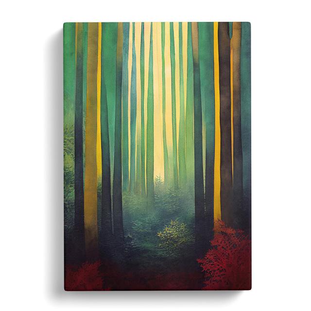 Watercolour Forest No.6 - Wrapped Canvas Painting Alpen Home Size: 50cm H x 35cm W x 3cm D on Productcaster.