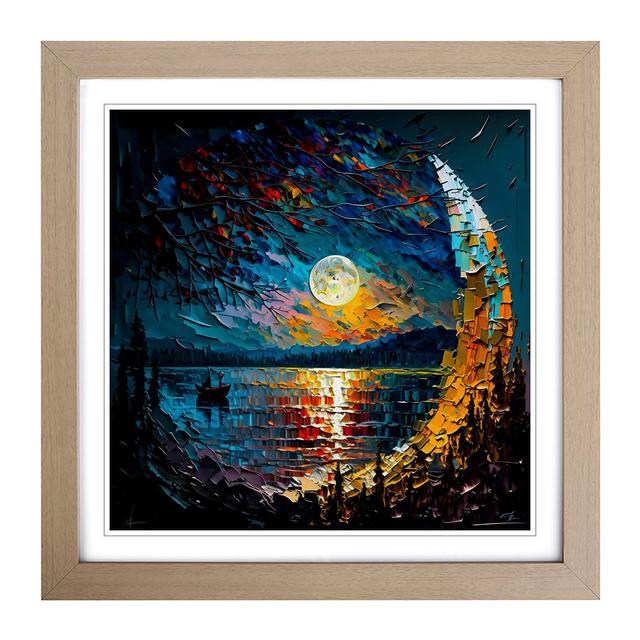 Moon Palette Knife Painting No.1 - Single Picture Frame Art Prints on Wood 17 Stories Format: Oak on Productcaster.