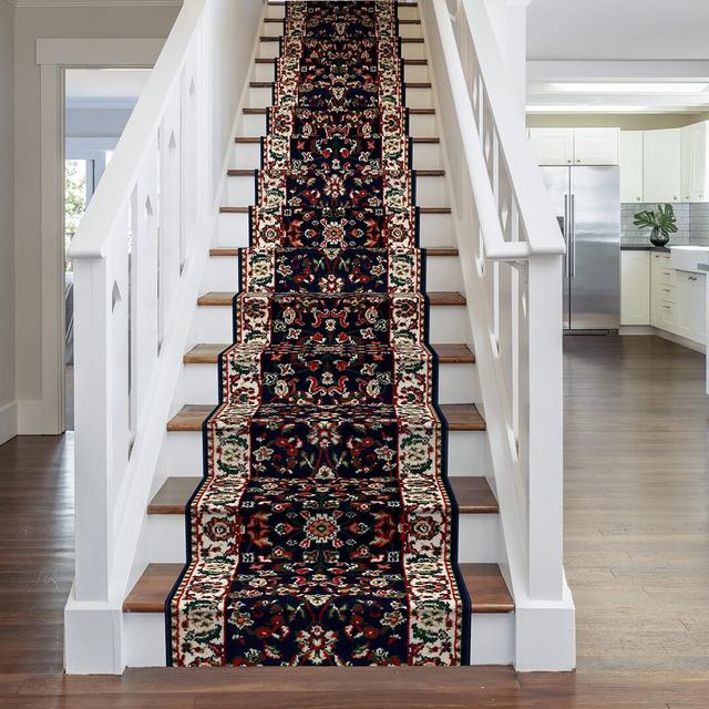 Stair Runner Agnew Oriental Machine Woven Blue Area Rug Astoria Grand Rug Size: Runner 900cm x 70cm on Productcaster.