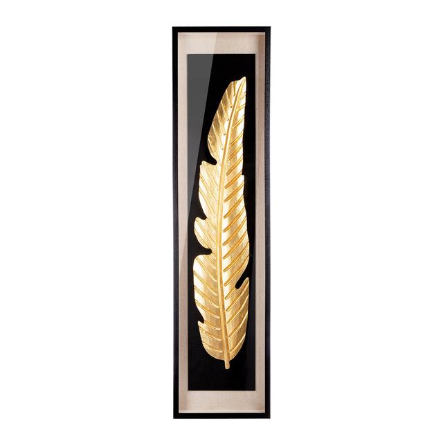 Golden feather wall object in gold, height: 160cm Mercer41 on Productcaster.