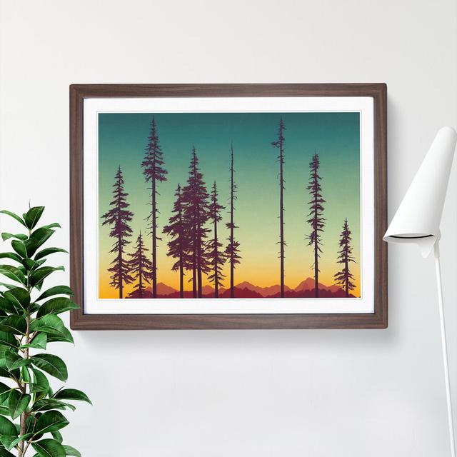 Ethereal Pine Tree Forest - Picture Frame Painting Alpen Home Frame Colour: Walnut, Size: 25cm H x 34cm W x 2cm D on Productcaster.