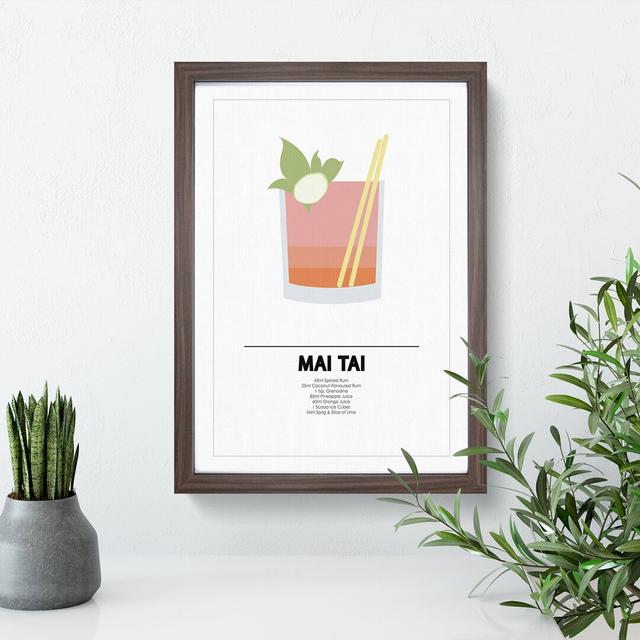 Mai Tai Cocktail - Picture Frame Graphic Art East Urban Home Frame Option: Walnut Framed, Size: 90cm H x 65cm W x 2cm D on Productcaster.