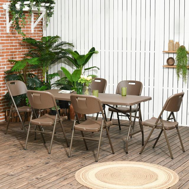 Round 6 - Person 180cm Long Dining Set Outsunny on Productcaster.