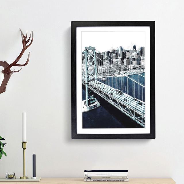 San Francisco Oakland Bay Bridge Abstract - Picture Frame Graphic Art Print East Urban Home Size: 45cm H x 33cm W x 2cm D, Frame Option: Black Framed on Productcaster.