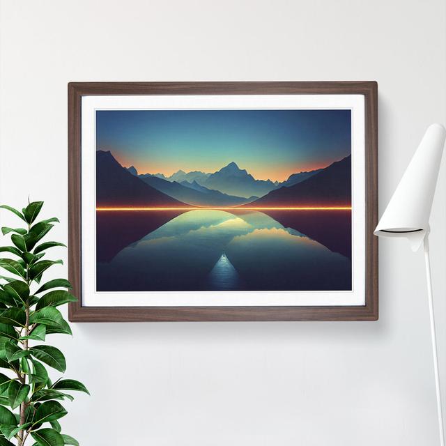 Modern Mountain Lake Vol.4 - Picture Frame Graphic Art Alpen Home Size: 46cm H x 64cm W x 2cm D, Frame Colour: Walnut on Productcaster.