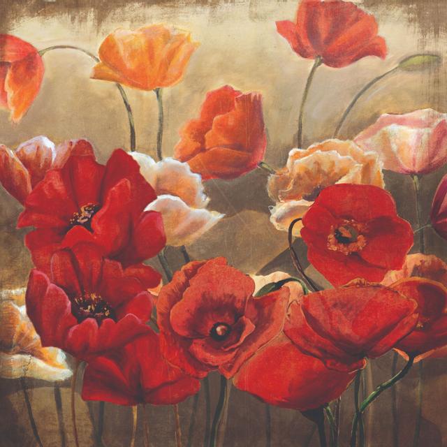 All the Poppies 3 - Wrapped Canvas Painting ClassicLiving Size: 91cm H x 91cm W x 3.8cm D on Productcaster.