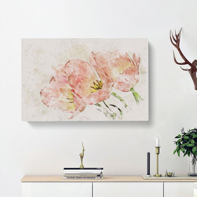 Pink Tulip - Wrapped Canvas Graphic Art Print East Urban Home Size: 60cm H x 91cm W x 3cm D on Productcaster.