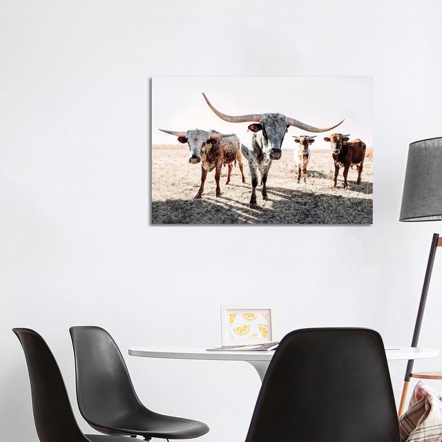 Four Longhorns by Teri James - Wrapped Canvas Art Prints Natur Pur Size: 66.04cm H x 101.6cm W on Productcaster.