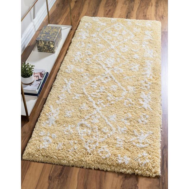 Paquette Shaggy Yellow Rug Gracie Oaks Rug Size: Runner 79 x 183cm on Productcaster.