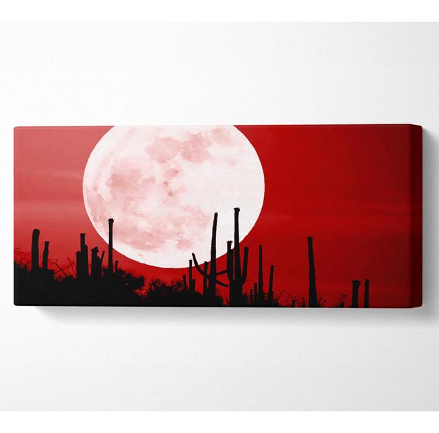 Roter Kaktus Mond - Kunstdrucke auf Leinwand - Wrapped Canvas Union Rustic Größe: 81,3 cm H x 183 cm B on Productcaster.