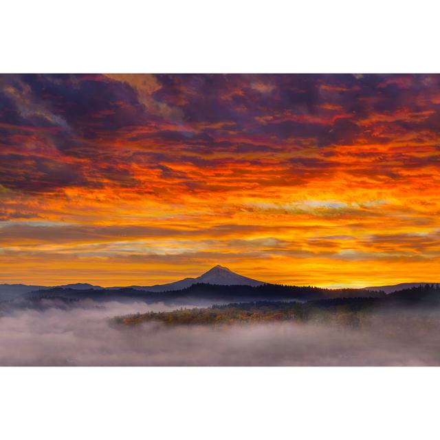 First Light On Mt Hood In Oregon City One Foggy Sunrise Fall Season USA by Thyegn - Wrapped Canvas Print Union Rustic Size: 20cm H x 30cm W x 3.8cm D on Productcaster.