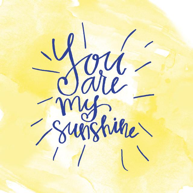 You Are My Sunshine Navy Handwriting On Yellow Happy Larry Size: 76cm H x 76cm W x 3.8cm D on Productcaster.