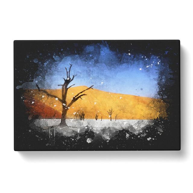 Trees in the Namibia Desert Paint Splash - Wrapped Canvas Graphic Art East Urban Home Size: 35cm H x 50cm W x 3cm D on Productcaster.