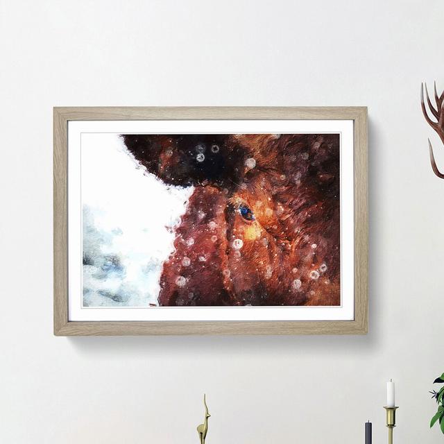 Red Bull Cow - Picture Frame Painting Print East Urban Home Size: 27cm H x 36cm W x 2cm D, Frame Option: Oak Framed on Productcaster.