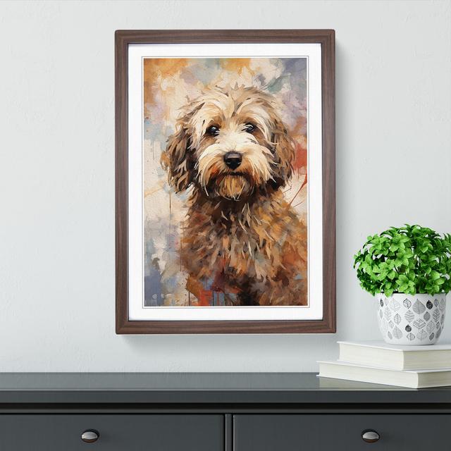 Labradoodle Gestural - Single Picture Frame Art Prints on Wood Marlow Home Co. Size: 34cm H x 25cm W x 2" D, Format: Walnut Framed on Productcaster.