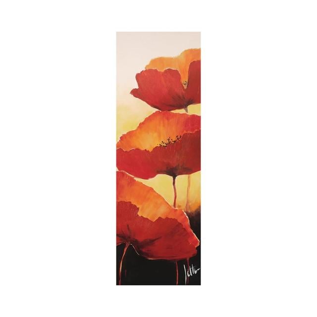 Three Red Poppies II by Jettie Roseboom - Wrapped Canvas Panoramic Painting Ophelia & Co. Size: 152.4cm H x 50.8cm W x 1.905cm D on Productcaster.