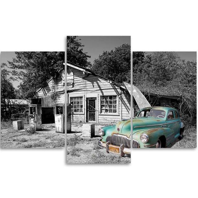 Canvas Print Old Retro Car Ebern Designs Size: 80cm H x 120cm W on Productcaster.