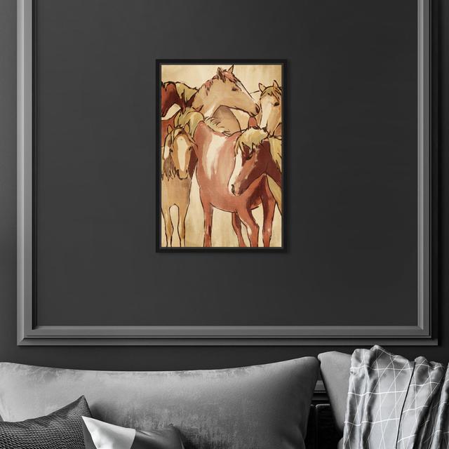 Animals Equine Herd Team, Cabin / Lodge Brown And White Canvas Wall Art Print For Dining Room Oliver Gal Format: Black Framed, Size: 38.1cm H x 25.4cm on Productcaster.