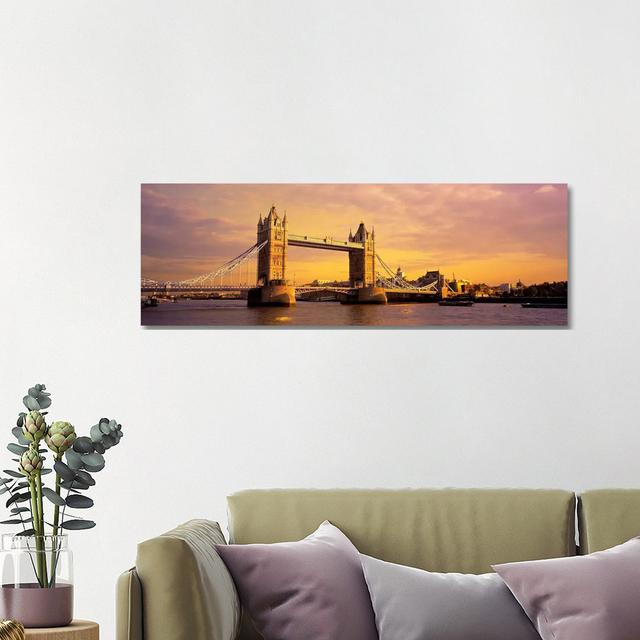 Tower Bridge London England - Wrapped Canvas Panoramic Print Ebern Designs Size: 40.64cm H x 121.92cm W x 3.81cm D on Productcaster.