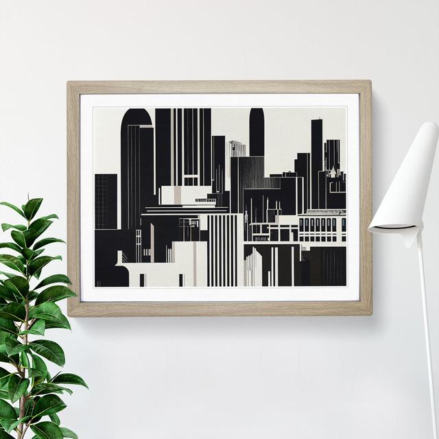 Art Deco City Skyline - Picture Frame Graphic Art 17 Stories Size: 46cm H x 64cm W, Frame Colour: Oak on Productcaster.