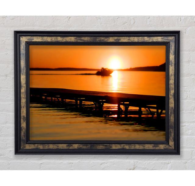 Peach Sunset Jetty - Single Picture Frame Art Prints Bright Star Size: 42cm H x 59.7cm W x 8cm D on Productcaster.