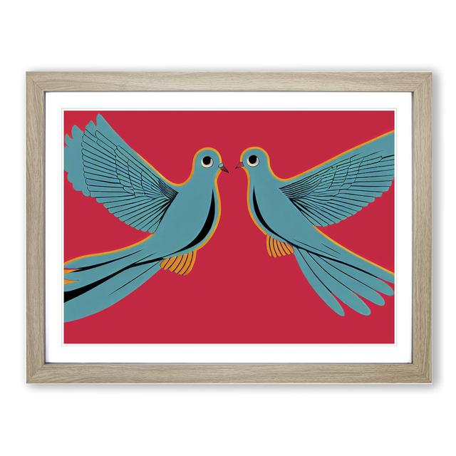 Artsy Dove Birds - Picture Frame Graphic Art Marlow Home Co. Size: 46cm H x 64cm W, Frame Colour: Grey on Productcaster.