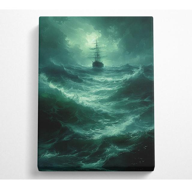 Stormy Seas Ship - Kunstdrucke auf Leinwand Küstenhaus Größe: 121,9 cm H x 81 cm B x 10 cm T on Productcaster.