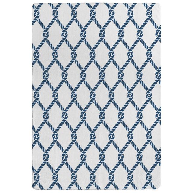 Lambert Chainlink Rope Shaggy White/Blue Rug East Urban Home Rug Size: Rectangle 160 x 230cm on Productcaster.