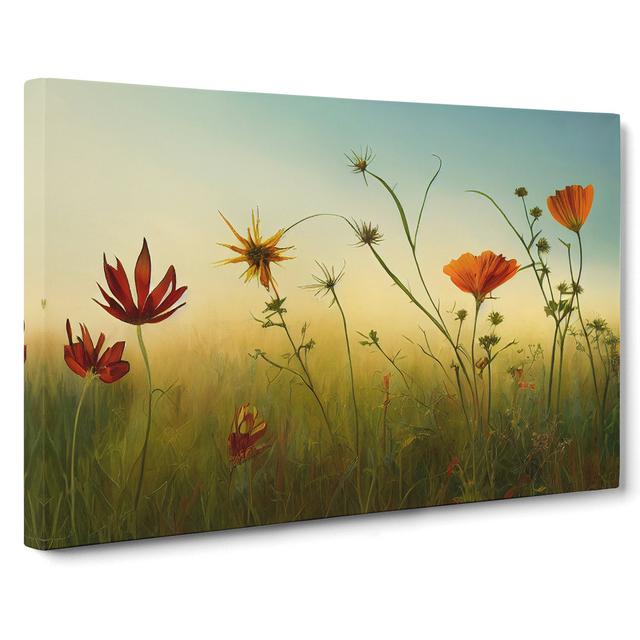 Luscious Wildflowers Floral - Wrapped Canvas Painting ClassicLiving Size: 35cm H x 50cm W x 3cm D on Productcaster.