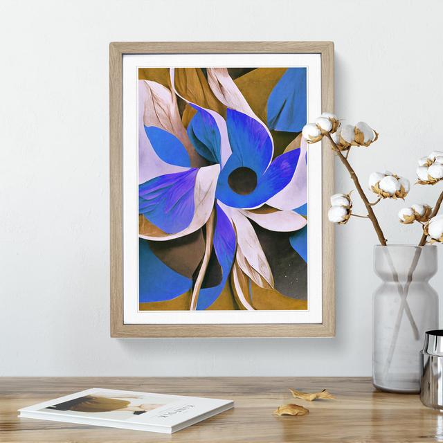 Abstract Floral Art No.5 - Picture Frame Painting Metro Lane Size: 46cm H x 34cm W x 2cm D, Frame Colour: Oak on Productcaster.