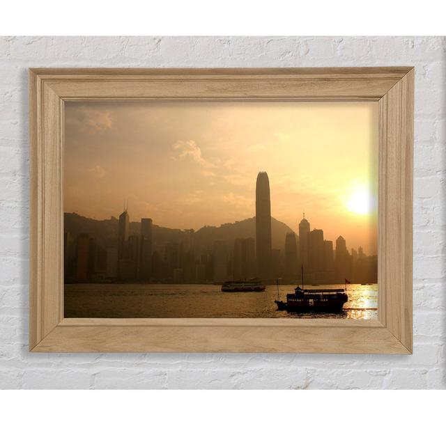 Hong Kong Misty Morning Sunrise Framed Print Ebern Designs Size: 59.7cm H x 84.1cm W on Productcaster.