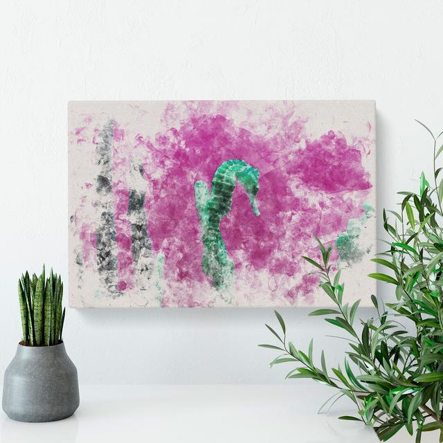 Green Seahorse - Wrapped Canvas Print East Urban Home Size: 40cm H x 60cm W x 3cm D on Productcaster.