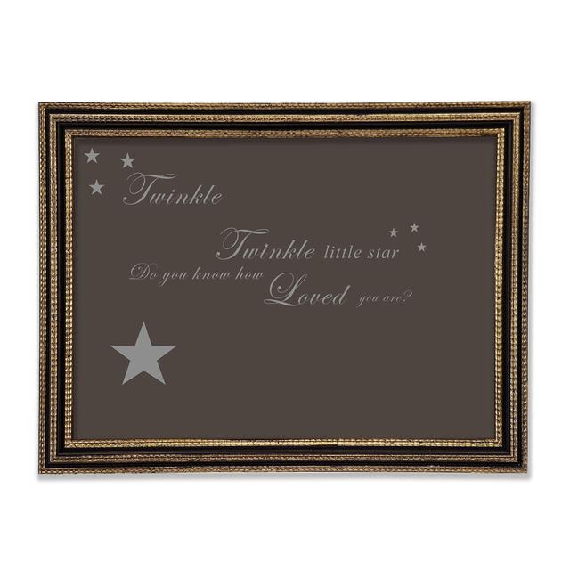 Nursery Quote Twinkle Twinkle Little Star 1 Vivid Pink Framed Print Happy Larry Size: 42cm H x 59.7cm W x 3cm D, Colour: Chocolate on Productcaster.