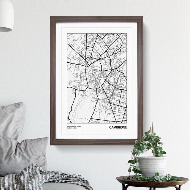 Map Cambridge UK - Picture Frame Graphic Art East Urban Home Size: 65cm H x 48cm W x 2cm D, Frame Option: Walnut Framed on Productcaster.