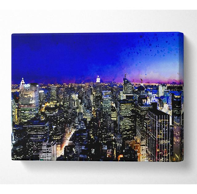 New York City Blue Ariel View - Druck ModernMoments Größe: 101,6 cm H x 142,2 cm B x 10 cm T on Productcaster.