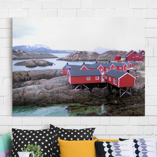 Settlement in the Fjord - Wrapped Canvas Photograph Ebern Designs Size: 120cm H x 160cm W on Productcaster.