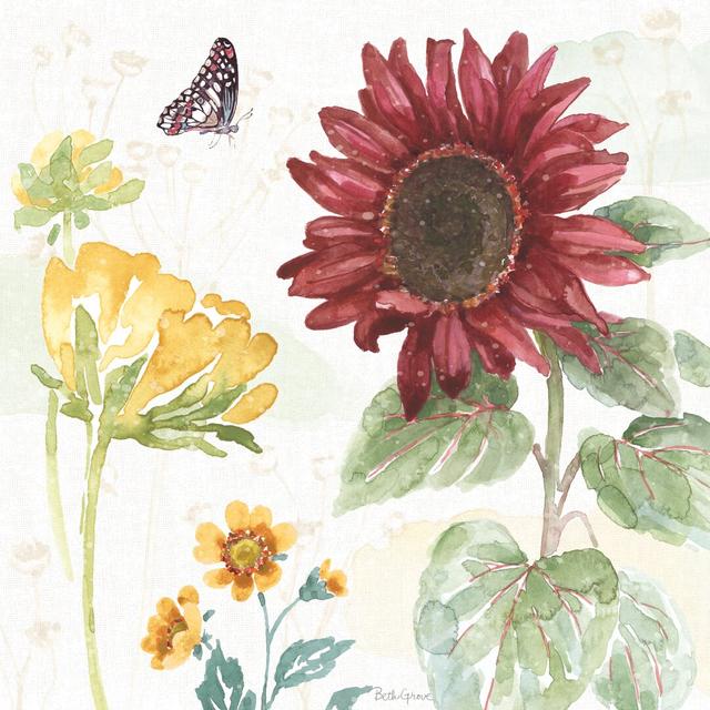 Sunflower Splendor VI by Beth Grove - Wrapped Canvas Painting Print Rosalind Wheeler Size: 51cm H x 51cm W x 3.8cm D on Productcaster.