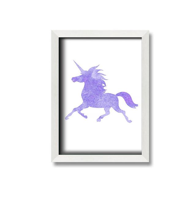 Purple Unicorn - Single Picture Frame Painting on Canvas Zoomie Kids Size: 60cm H x 42cm W x 3.4cm D, Format: Gold Framed Paper on Productcaster.