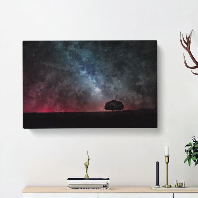 Stars Above A Lone Tree - Wrapped Canvas Painting East Urban Home Size: 60cm H x 91cm W x 3cm D on Productcaster.