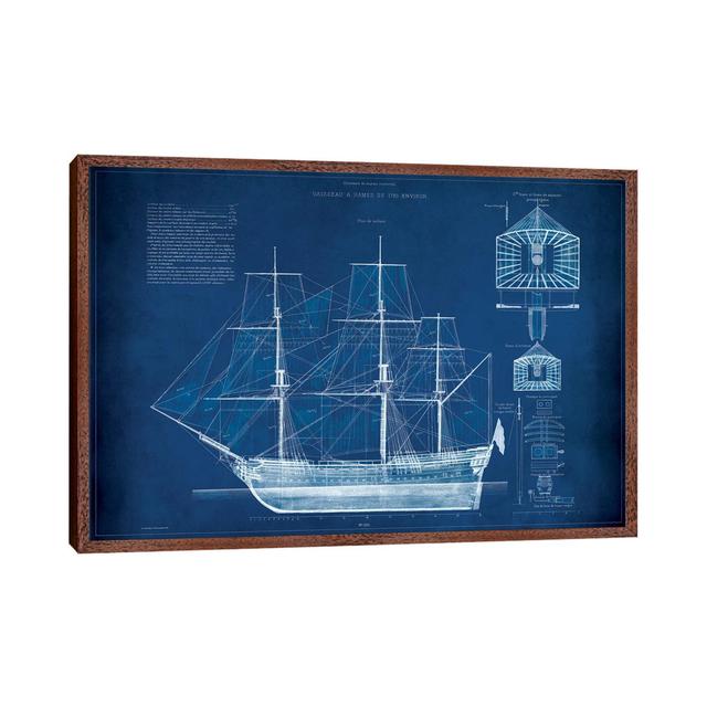 Antique Ship Blueprint IV by Vision Studio - Gallery-Wrapped Canvas Giclée on Canvas Longshore Tides Format: Classic Wood Floater Framed, Size: 66.04c on Productcaster.