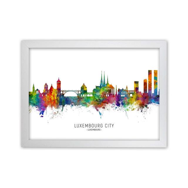 Luxembourg City Skyline by Michael Tompsett - Graphic Art Latitude Run Format: White Framed, Size: 25cm H x 34cm W x 3cm D on Productcaster.