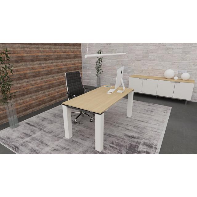 Casandra Writing Desk Ebern Designs Colour (Top/Frame): Natural Oak/White, Size: 73.5cm H x 200cm W x 100cm D on Productcaster.