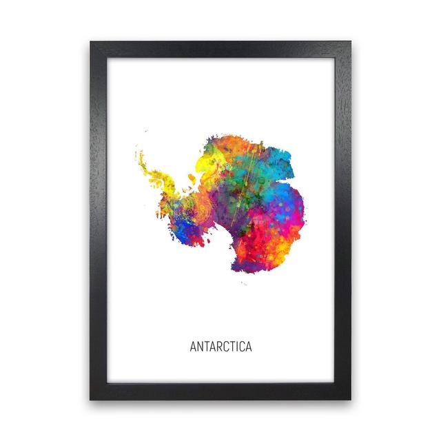 Antarctica Watercolour Map by Michael Tompsett - Print Latitude Run Format: Black Framed, Size: 46cm H x 34cm W x 3cm D on Productcaster.