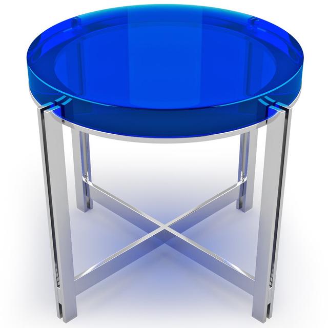 Cross Legs Coffee Table Arditi Collection Size: 45cm H x 50cm W x 50cm D, Top Colour/Base Colour: Dark Blue Top/Chrome Base on Productcaster.