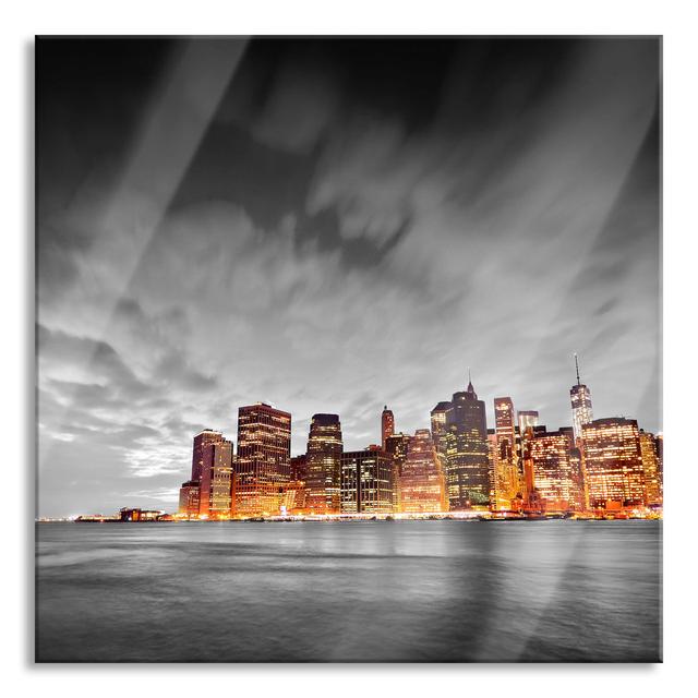 New York Skyline by Night - Unframed Photograph on Glass Ebern Designs Size: 60cm H x 60cm W x 0.4cm D on Productcaster.