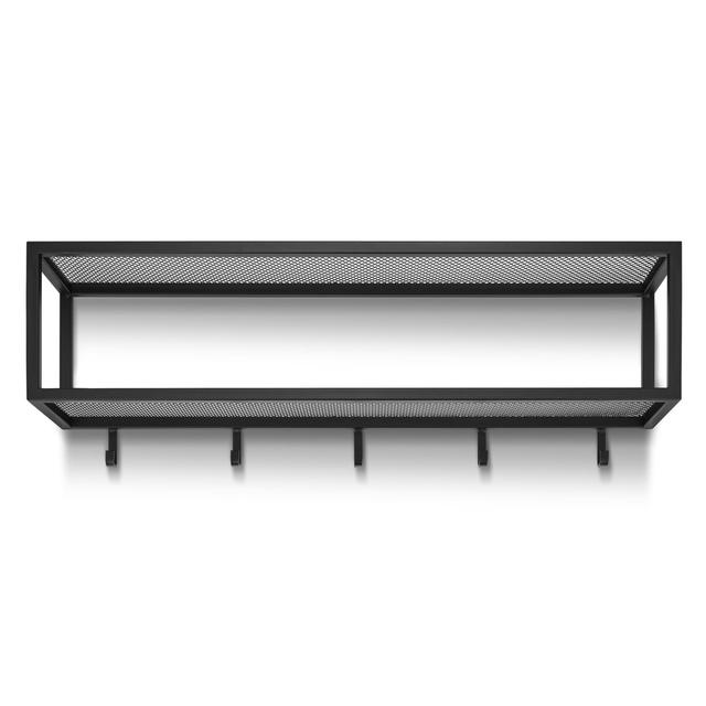 Lethel 5 - Hook Wall Mounted Coat Rack with Storage in Black Ebern Designs on Productcaster.