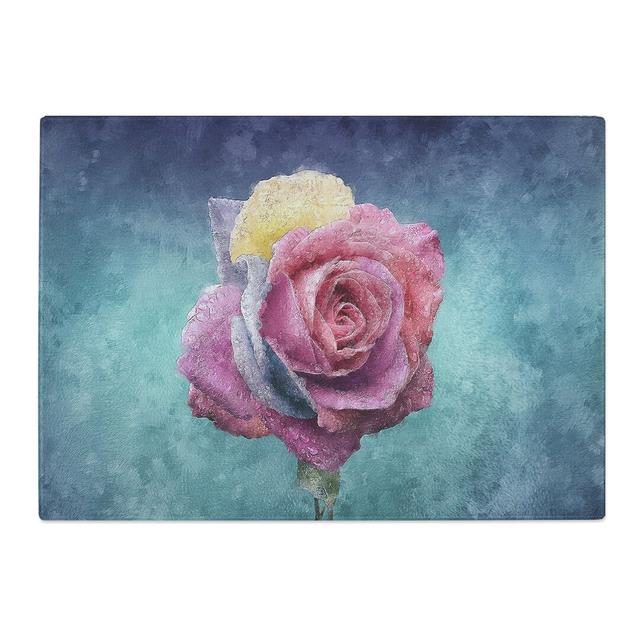 Tempered Glass Multi-Coloured Rose Flower Chopping Board East Urban Home Size: 28.5 cm x 39 cm on Productcaster.