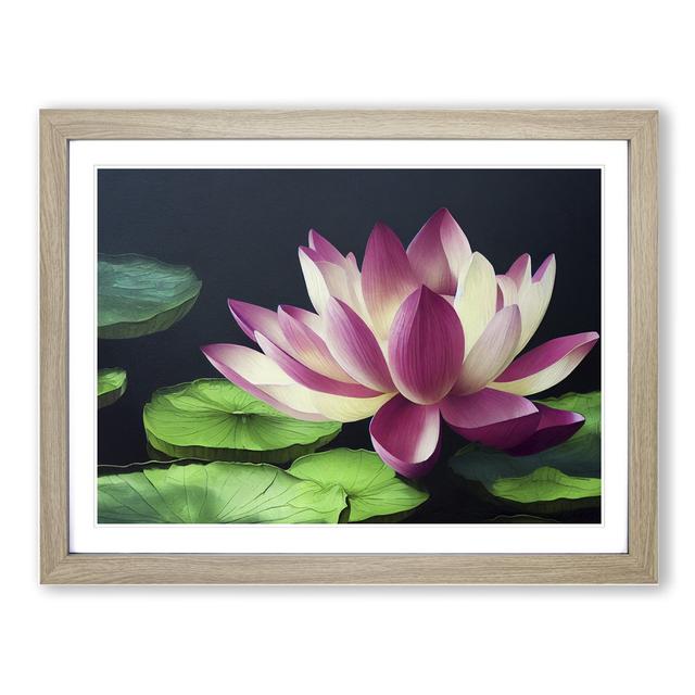 Iconic Lotus Flower - Single Picture Frame Print Latitude Vive Size: 34cm H x 46cm W x 2cm D, Frame Colour: Oak on Productcaster.