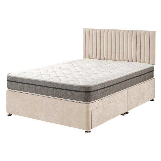 Mykenzie Pocket Memory Divan Bed Set 17 Stories Colour: Cream, Size: Single (3'), Storage Type: No Drawers on Productcaster.