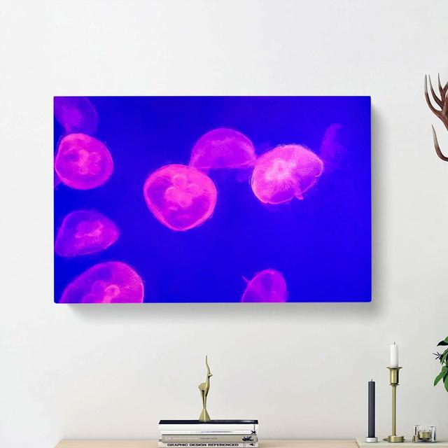 Pink Jellyfish - Wrapped Canvas Painting East Urban Home Size: 35cm H x 50cm W x 3cm D on Productcaster.